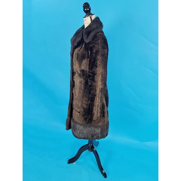 Vintage 70s Faux Fur Coat Groovy Black and Brown Fuzzy Jacket - Picture 8 of 8